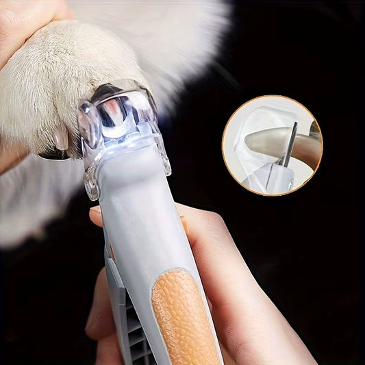 Pet Nail Clipper, Nail Trimmer for Dogs and Cats, Built-In LED Light, Steel Blades, Quick Trimming with Nail Collecto
